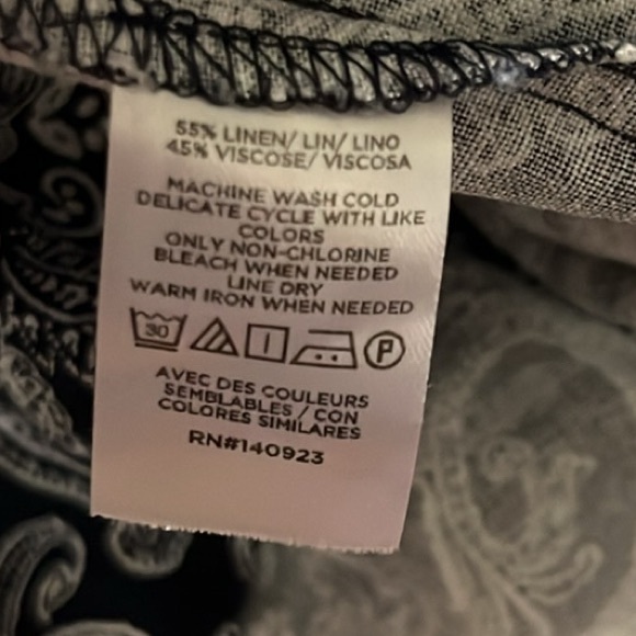 LOFT Navy & White Paisley Linen Dress Size 6 - Picture 15 of 16